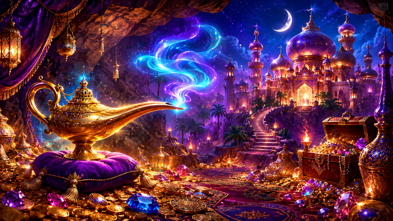 ภาพรีวิวเกม Aladdin บน Joker Gaming แสดงธีมและบรรยากาศของเกม