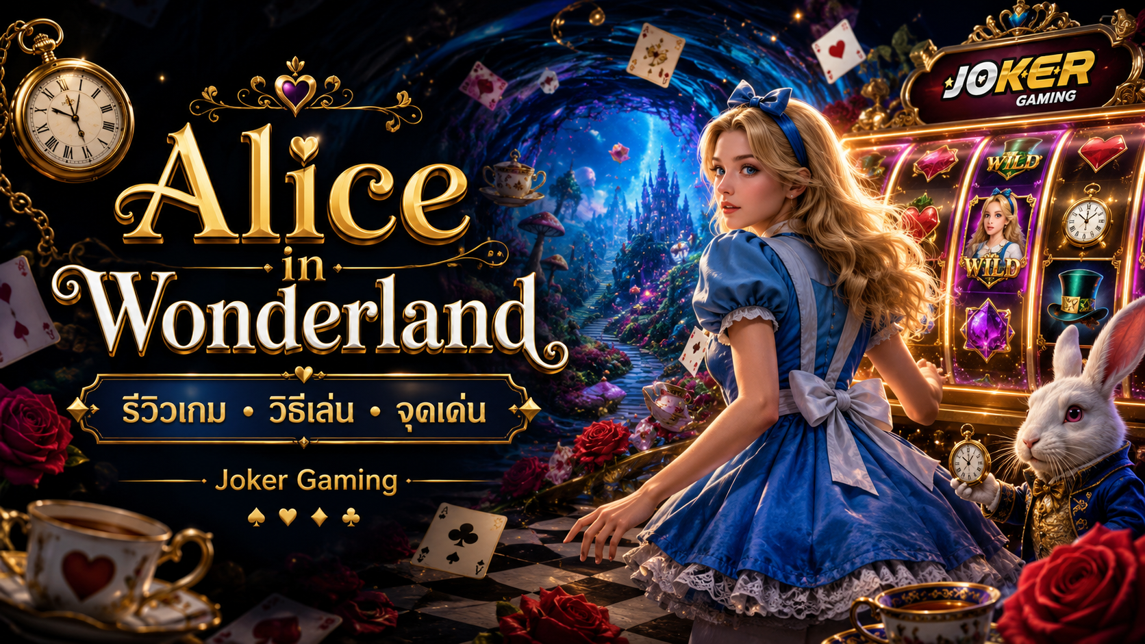 ภาพประกอบรีวิวเกม Alice in Wonderland บน Joker Gaming